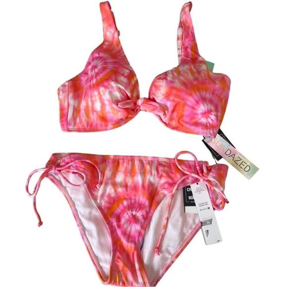 Sundazed Harper Coral Tie Dye Two Piece Swimsuit Size XL Bra 36C NWT - Picture 4 of 11